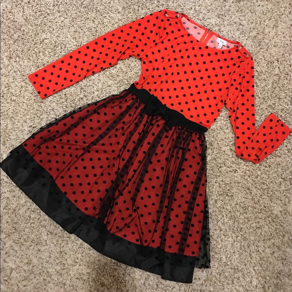 Girls bright Red Christmas Dress